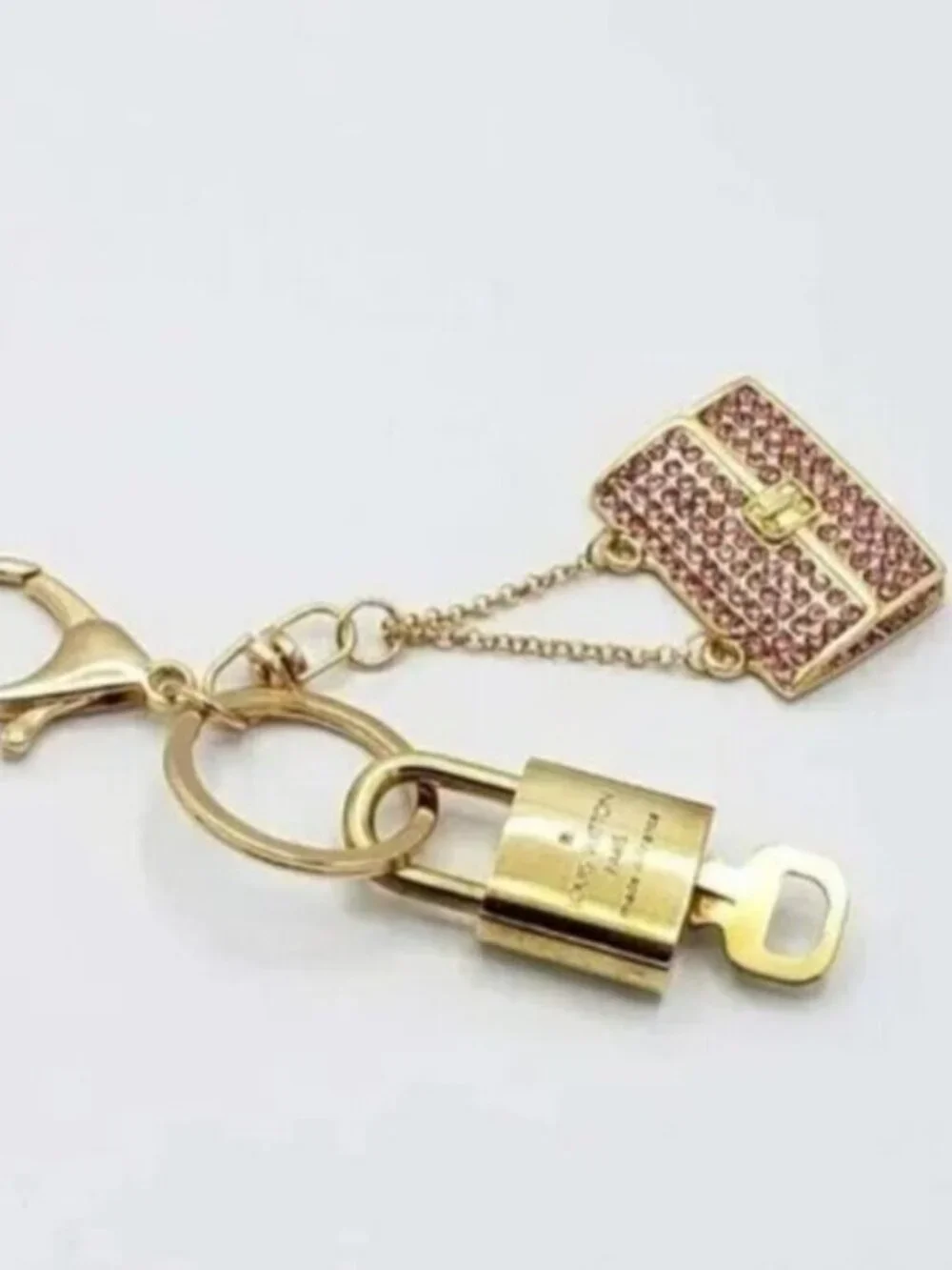 LV Gold Padlock 🔑 Authentic Louis Vuitton Charm + Unbranded Bag Keychain